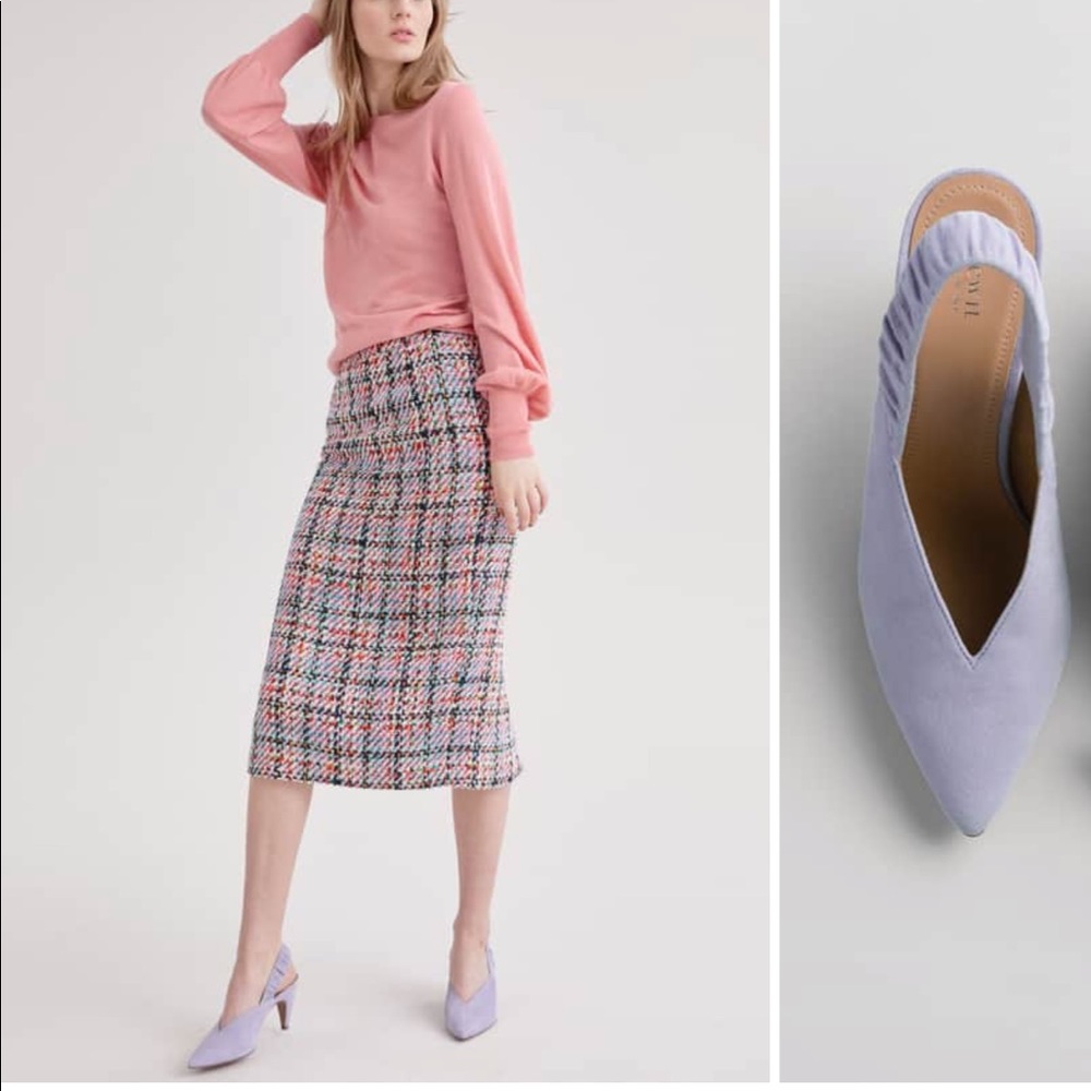 Lavender Suede Lewit sling back micro heel